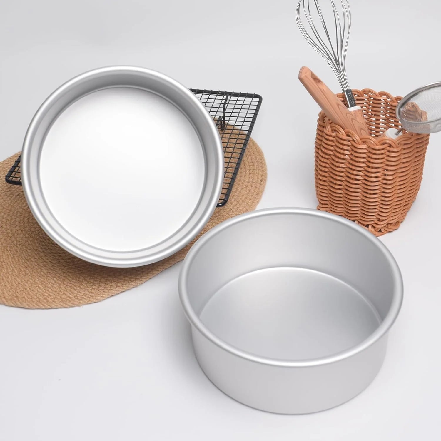 kefyixc7x3 inch round cake pans Set of 2,birthday cake pans, cheesecake, cakes more - durable aluminum molds for circle cake pan (7×3 round Cake Pan, Set of 2)