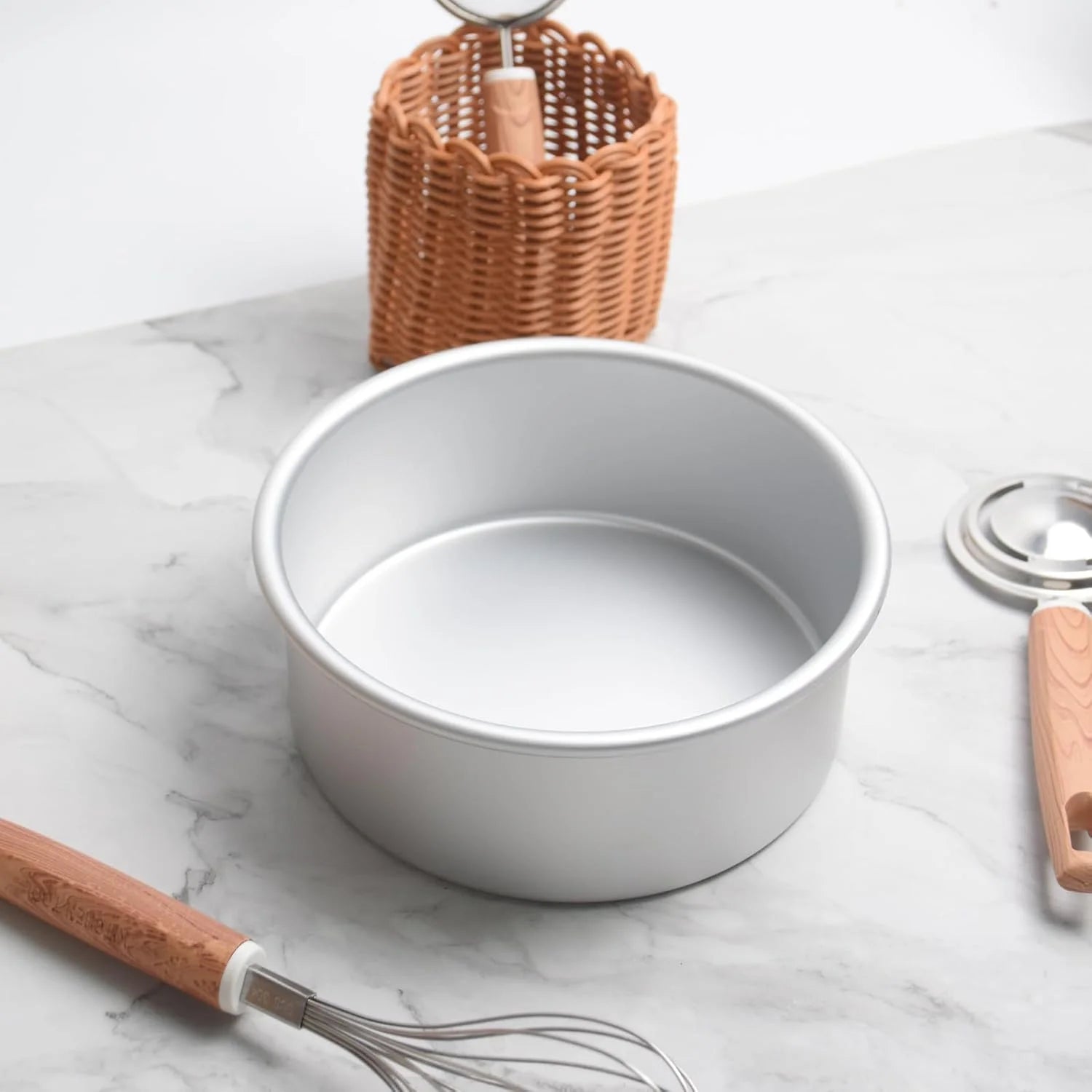 Kefyixc 7 inch round cake pans,birthday cake pans,cheesecake, cakes more - durable aluminum molds for circle cake pan (7×3 round Cake Pan)