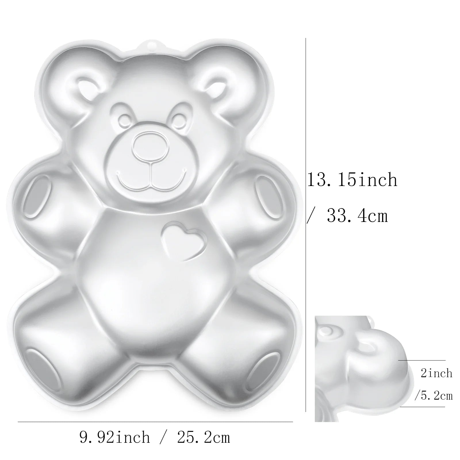 Kefyixc Big Bear Cake Pans, birthday cake pans aluminum cake pan for birthday、Wedding Ceremony、party and other occasions cake, dessert making, Silver.