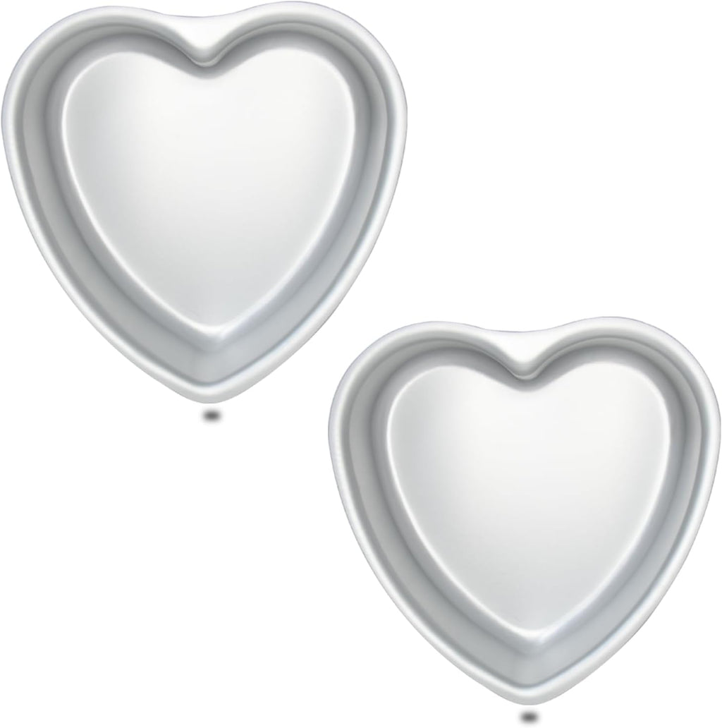 Set of 2 Heart-shaped cake pan, heart-shaped cake tin, aluminum, 8-inch heart-shaped, for weddings, parties, family and other occasions cake (8 x 2 Inch,Set of 2)
