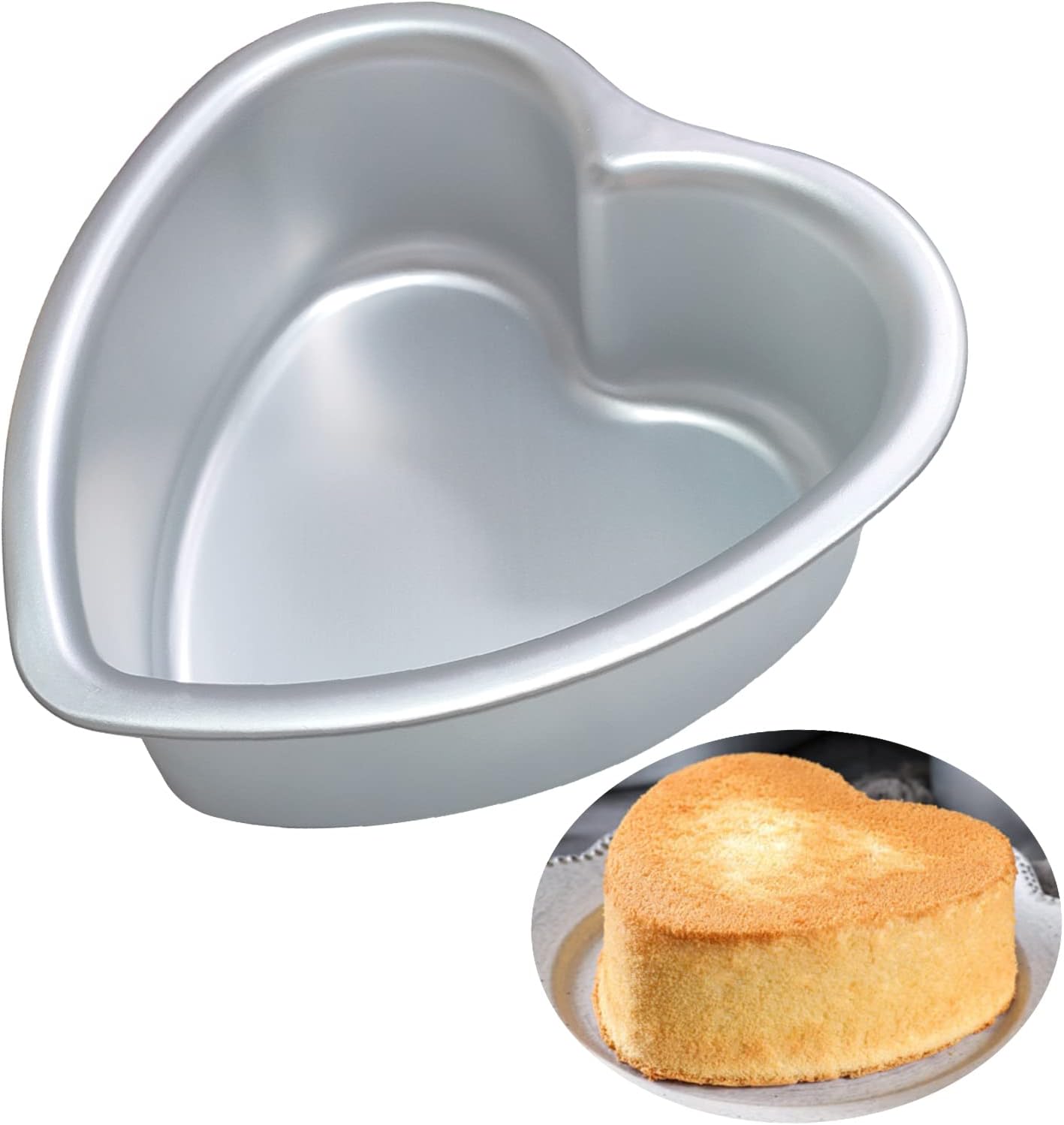 Set of 2 Heart-shaped cake pan, heart-shaped cake tin, aluminum, 8-inch heart-shaped, for weddings, parties, family and other occasions cake (8 x 2 Inch,Set of 2)