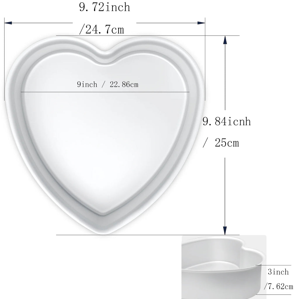 kefyixc 9 inch heart shaped cake pan aluminium alloy cake baking pan Suitable for birthday parties, family gatherings, birthday cake pans , daily desserts, etc Silver