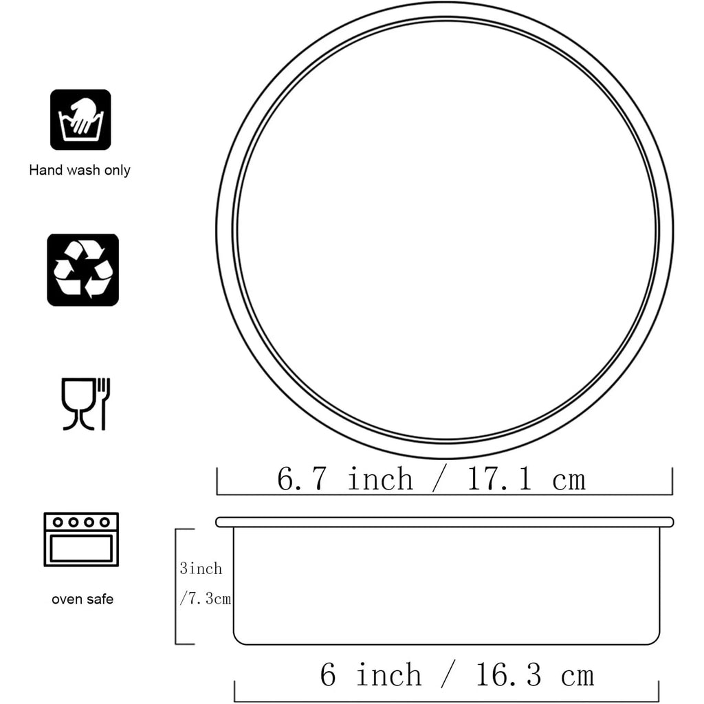 kefyixc 6×3 inch round Cake Pans Set of 2,anodized aluminum cake pans,birthday cake pans,layer cake pan, baking pan For birthday cake, party Silver (6×3 round Cake Pan,Set of 2)