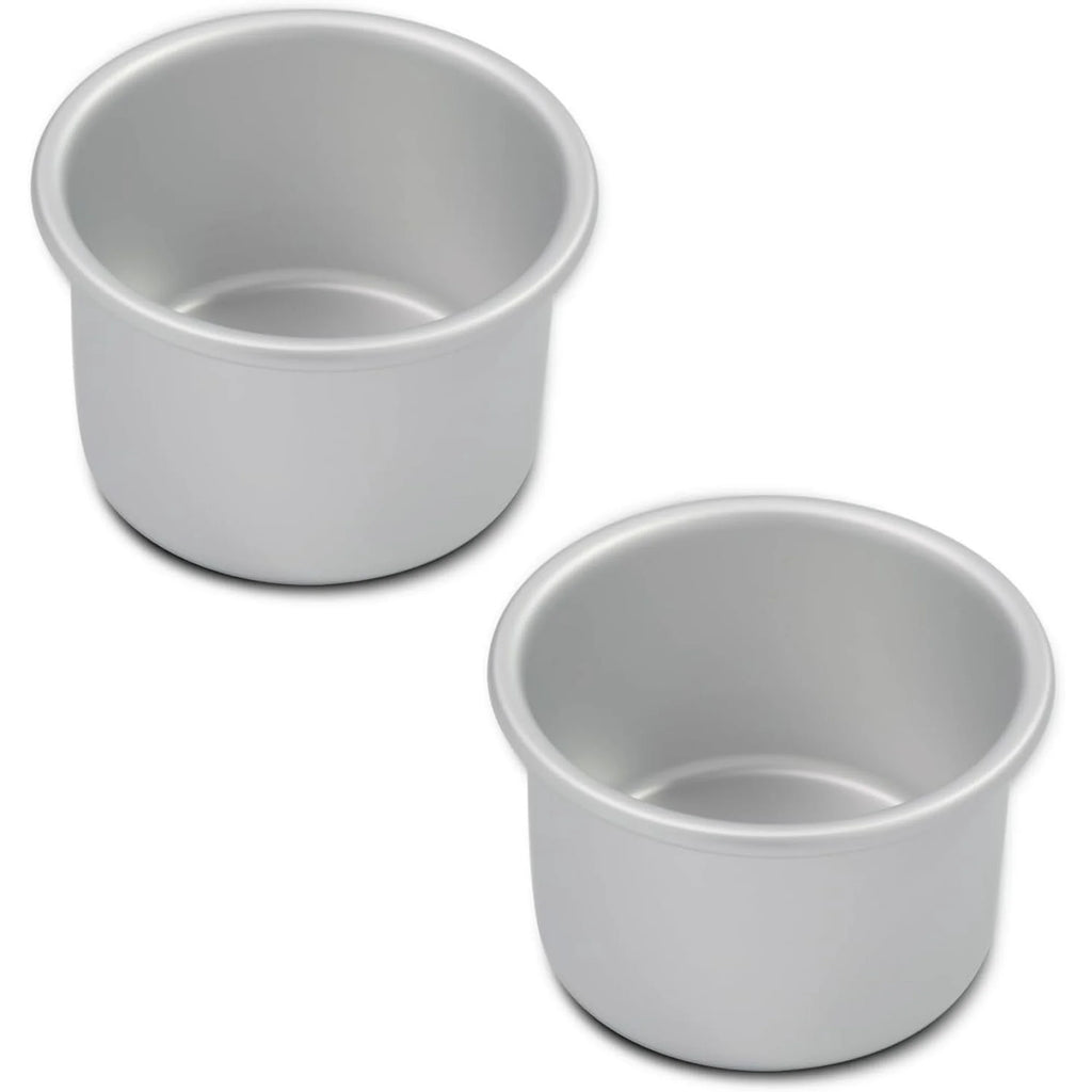 kefyixc Aluminum smash cake 4×3 inch round Cake Pans Set of 2,anodized aluminum,layer cake pans,birthday cake pans, baking pan For birthday cake, party cake Silver (4×3 round Cake Pan, Set of 2)