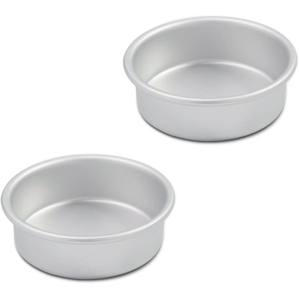 Kefyixc Aluminum smash cake 5×2 inch round Cake Pans Set of 2,anodized aluminum,layer cake pan,birthday cake pans, baking pan For birthday cake, party cake Silver (5×2 round Cake Pan, Set of 2)