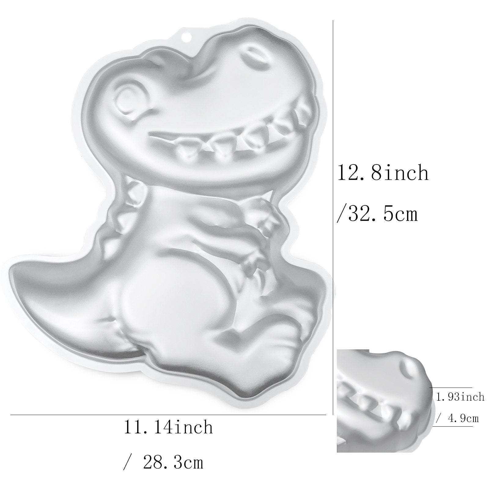 kefyixc cartoon dinosaur cake pans, aluminum cake pans for birthday、party and other occasions cake, dessert making, Silver.