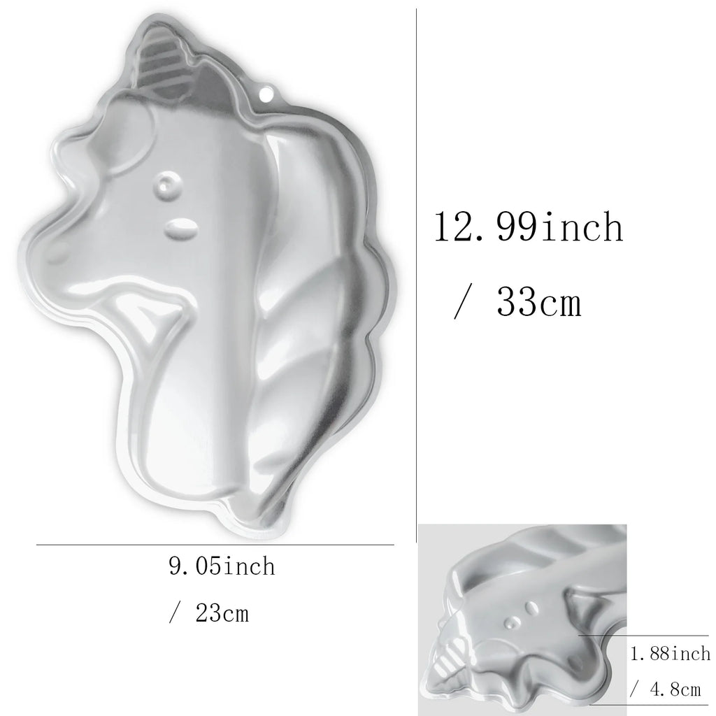 kefyixc unicorn Cake Pan, aluminum cake pan for birthday、Wedding Ceremony、party and other occasions cake, dessert making, Silver.