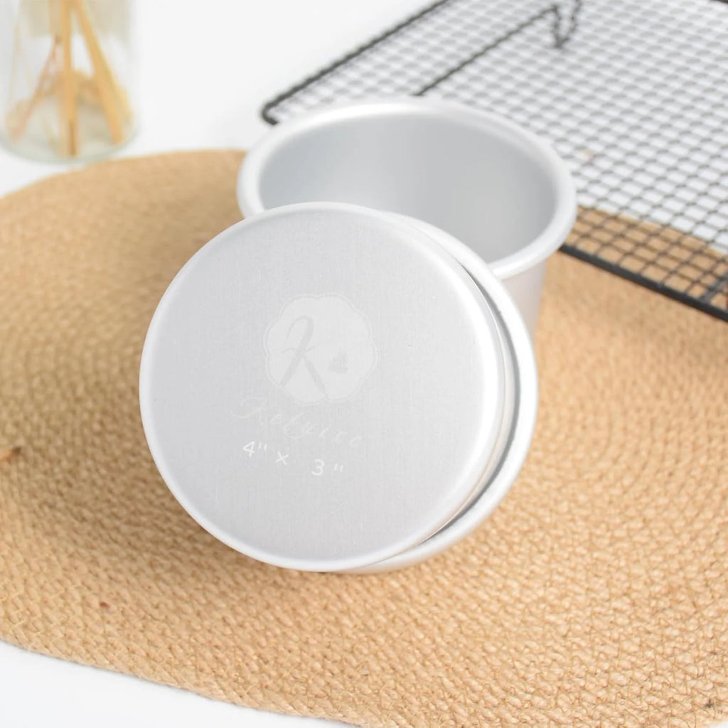 kefyixc Aluminum smash cake 4×3 inch round Cake Pans Set of 2,anodized aluminum,layer cake pans,birthday cake pans, baking pan For birthday cake, party cake Silver (4×3 round Cake Pan, Set of 2)