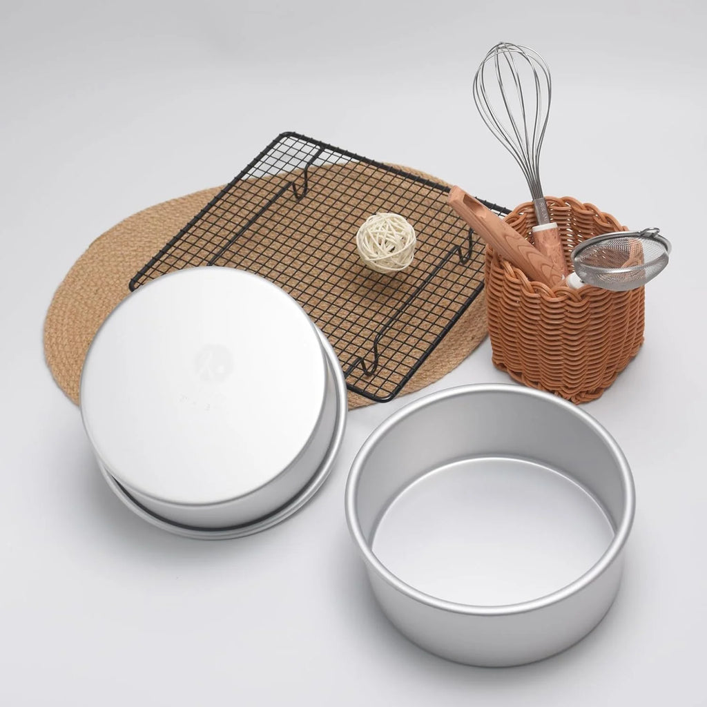 kefyixc7x3 inch round cake pans Set of 2,birthday cake pans, cheesecake, cakes more - durable aluminum molds for circle cake pan (7×3 round Cake Pan, Set of 2)